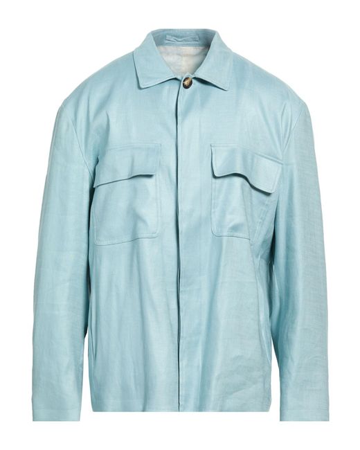 Lardini Blue Jacket Linen, Viscose, Elastane for men
