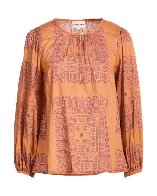 Antik Batik Orange Top Cotton
