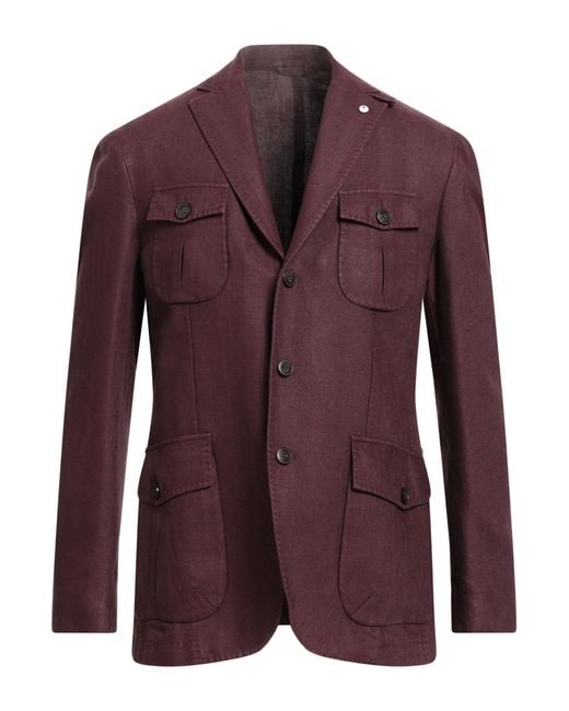 L.b.m. 1911 Purple Blazer Cotton, Linen for men