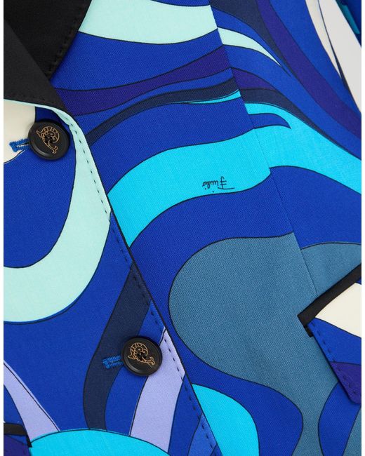Emilio Pucci Blue Blazer Virgin Wool, Polyamide, Elastane