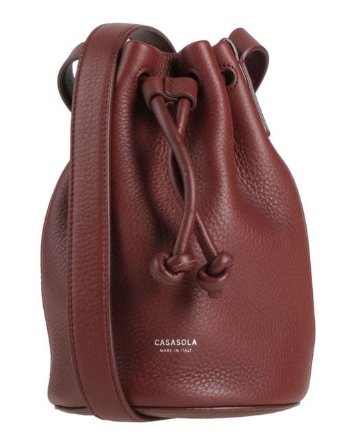 CASASOLA Red Burgundy Cross-Body Bag Calfskin