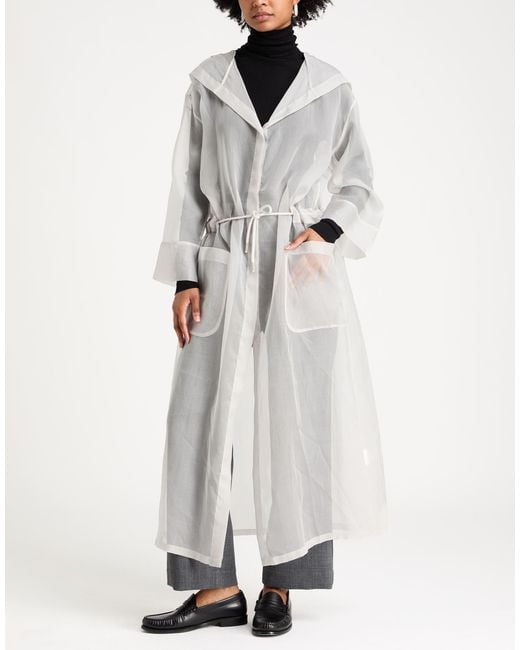 Panicale White Overcoat & Trench Coat Silk