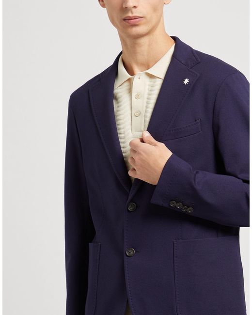 Manuel Ritz Blue Blazer Viscose, Polyamide, Elastane for men