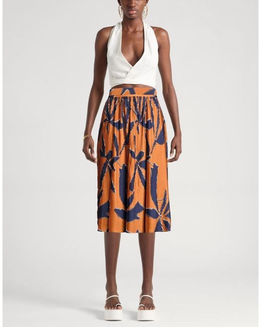 Ba&sh Orange Camel Midi Skirt Polyester