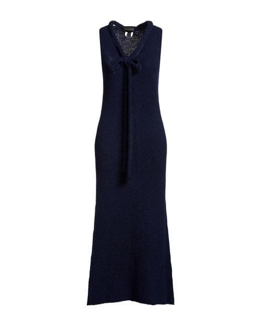 Roberto Collina Blue Midi Dress Merino Wool, Silk