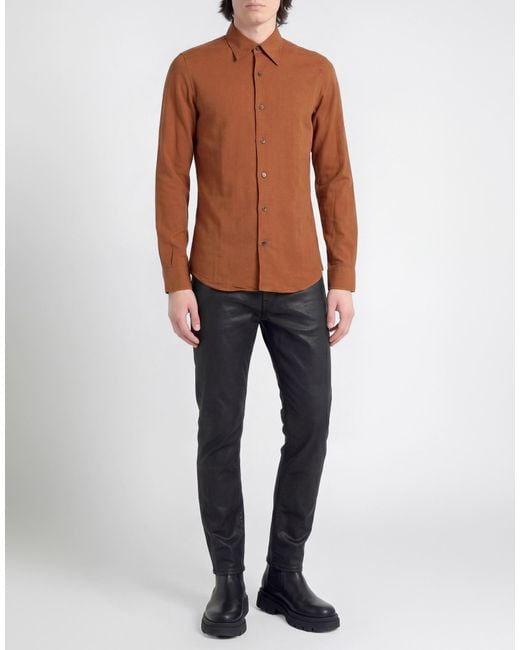 Gaelle Paris Brown Shirt Viscose, Linen for men