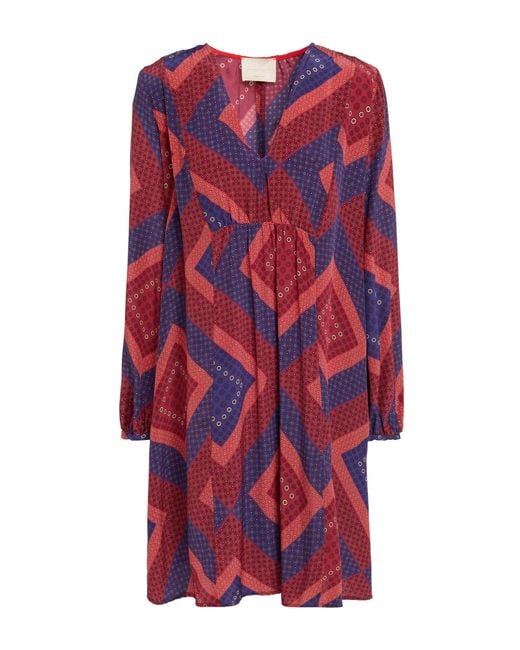 Momoní Red Brick Mini Dress Silk