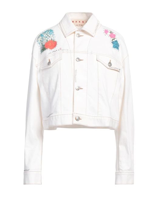 Marni White Denim Outerwear Cotton, Elastane, Cow Leather