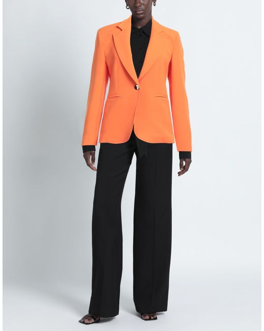SIMONA CORSELLINI Orange Blazer Polyester, Elastane