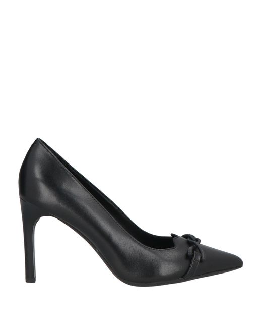 Geox Black Embellished Leather Pointed-Toe Pumps