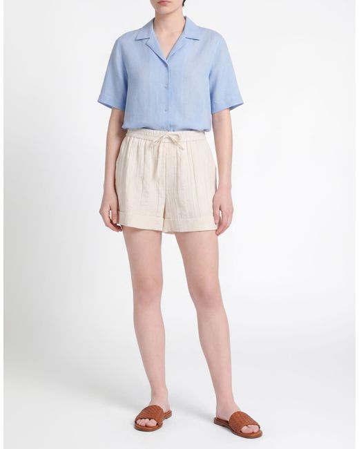 Twinset Natural Ivory Shorts & Bermuda Shorts Cotton, Linen, Polyamide, Polyester