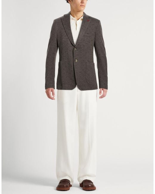 Isaia Gray Taupe Blazer Wool for men