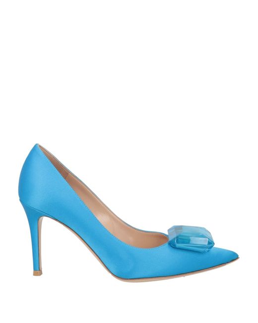 Gianvito Rossi Blue Pumps Textile Fibers