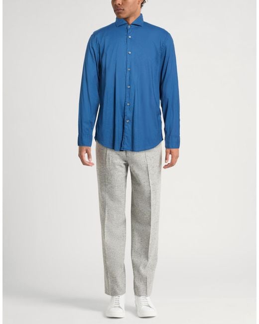 Fedeli Blue Shirt Cotton, Elastane for men