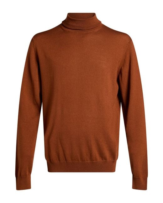 Daniele Fiesoli Brown Turtleneck Merino Wool for men