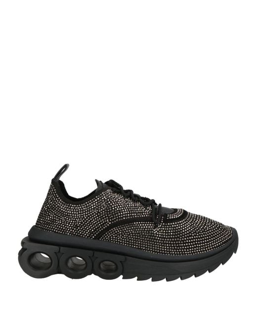 Ferragamo Black Sneakers Leather, Textile Fibers