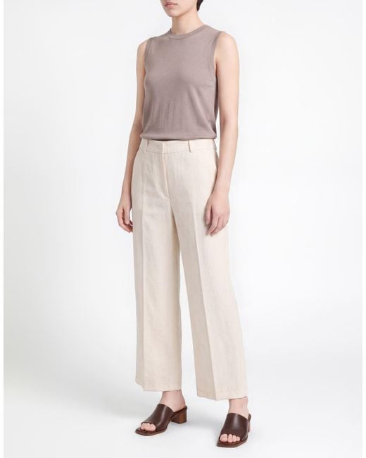 Cambio White Cream Pants Polyester, Linen