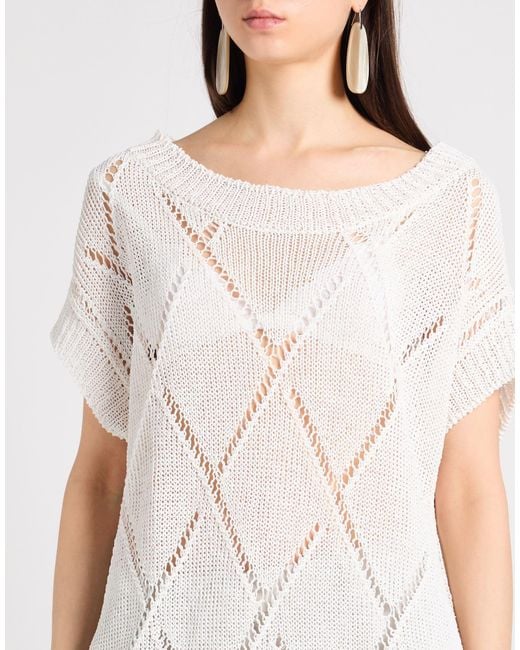 Dondup White Sweater Linen, Polyamide