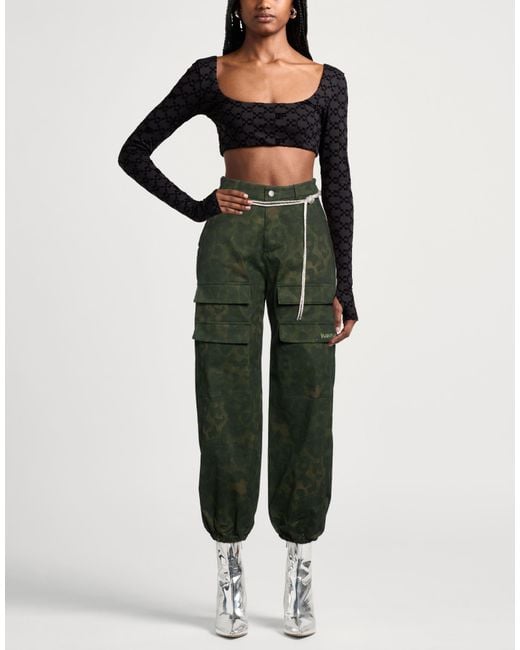 DISCLAIMER Green Pants Cotton, Elastane