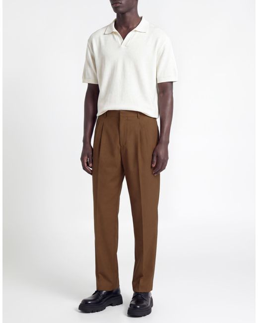 Lardini Brown Khaki Pants Virgin Wool, Mohair Wool for men