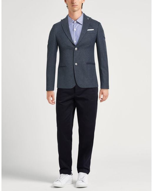 Daniele Alessandrini Blue Blazer Polyester, Viscose, Elastane for men