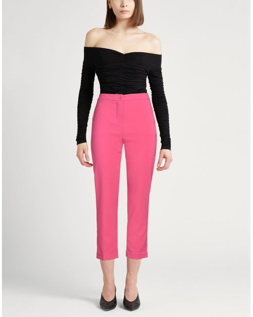 Sandro Ferrone Pink Fuchsia Pants Polyester, Elastane