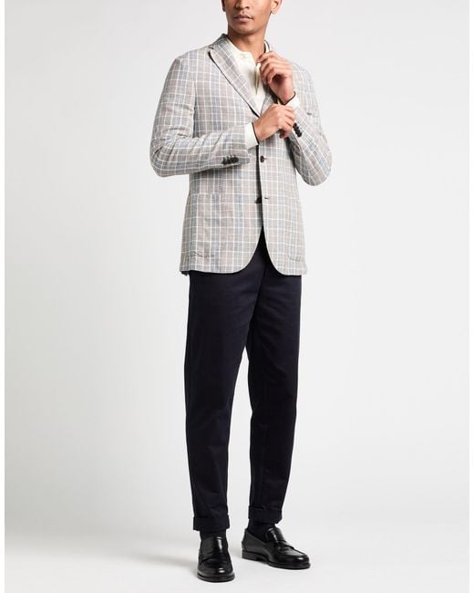 Boglioli Gray Blazer Linen, Cotton for men