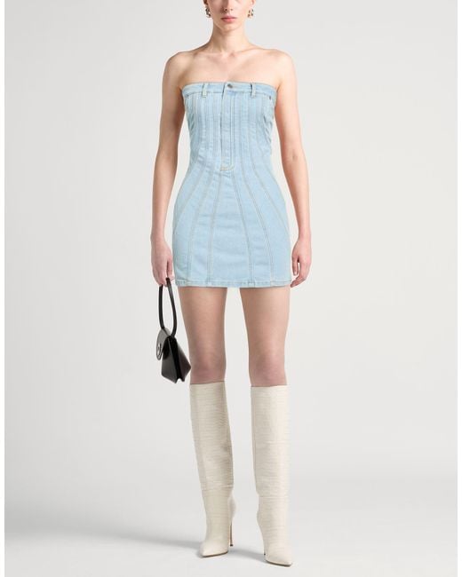 Mugler Blue Mini Dress Cotton, Elastane