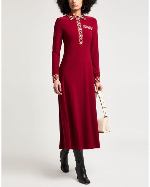 Maliparmi Red Midi Dress Polyester, Elastane, Viscose