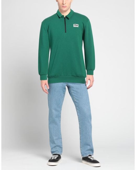 Fila Green Sweatshirt Cotton, Elastane for men
