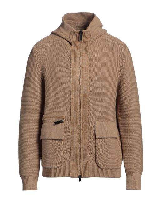 Paolo Pecora Brown Camel Cardigan Polyamide, Viscose, Wool, Cashmere for men