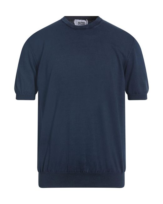 Alpha Studio Blue Sweater Cotton for men
