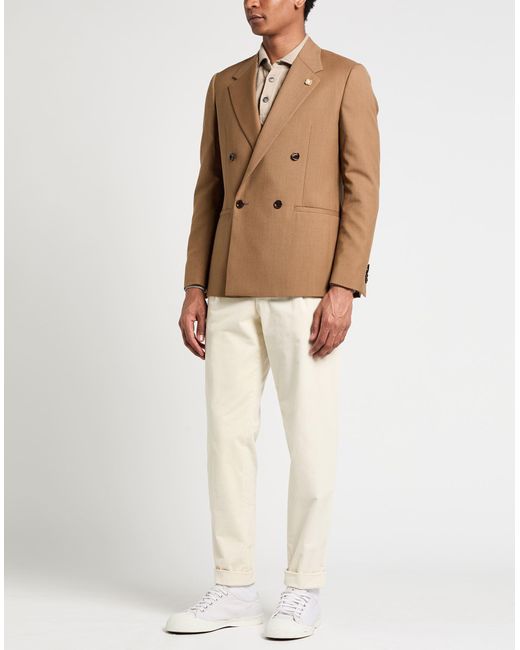 Lardini Brown Camel Blazer Wool, Polyester, Lyocell for men