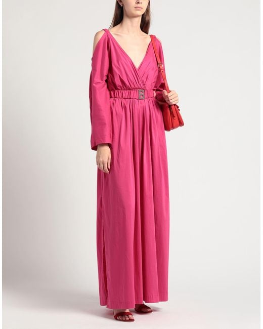 Blugirl Blumarine Pink Fuchsia Maxi Dress Cotton, Polyamide, Elastane