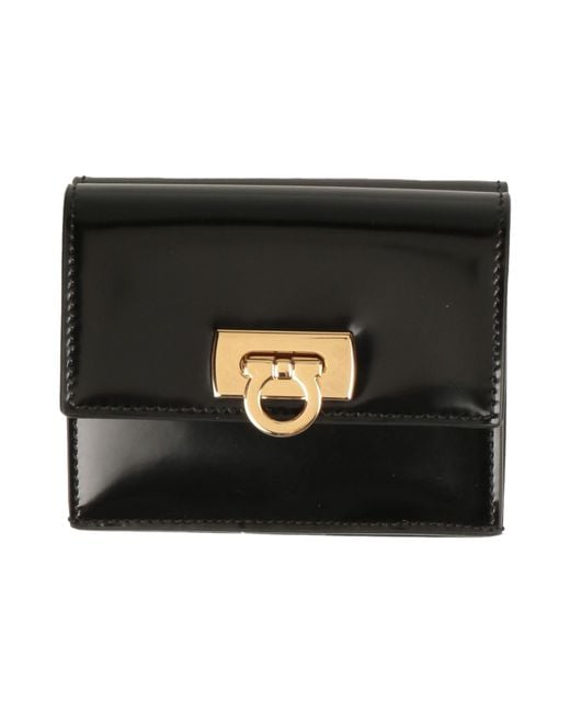 Ferragamo Black 'Wanda' Wallet With Gancini Closure