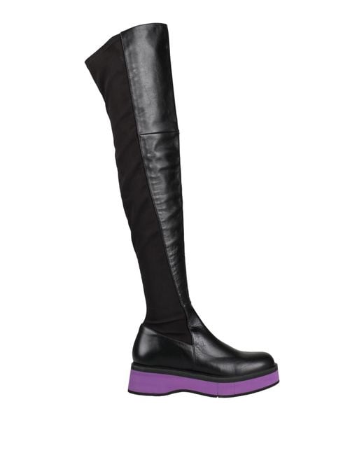 Paloma Barceló Black Boot Leather, Elastic Fibres