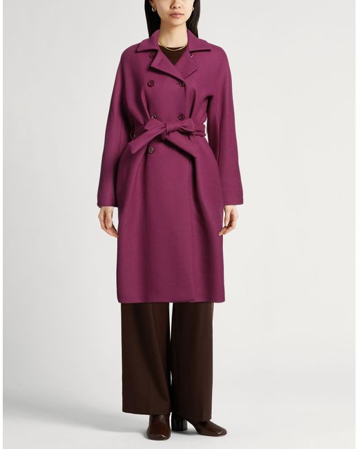 Herno Purple Mauve Coat Virgin Wool, Polyamide