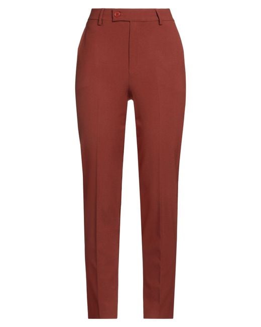 Hanita Red Pants Polyester, Wool, Elastane