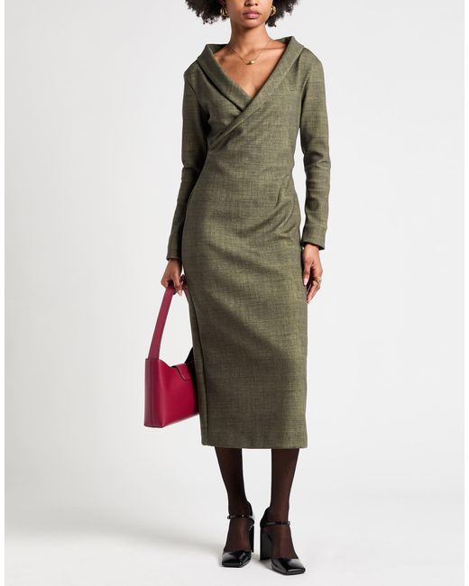 philosophy di lorenzo serafini green dress PHILOSOPHY DI LORENZO SERAFINI Long Dress in Sage Green Duchesse with  Ruffles 0421 0723