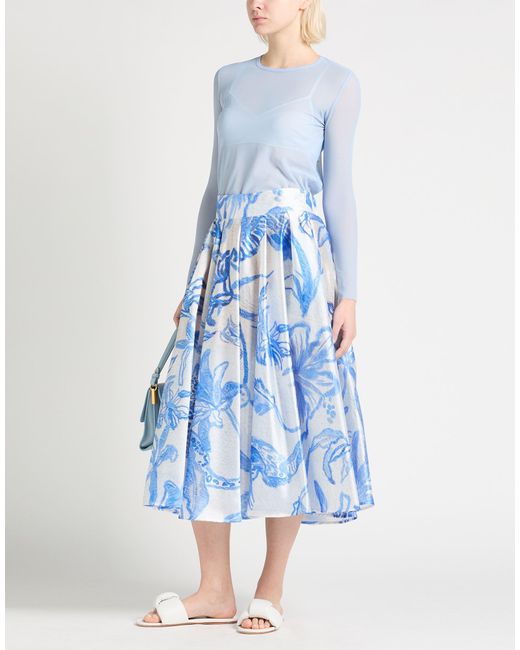 Stella Jean Blue Midi Skirt Polyester