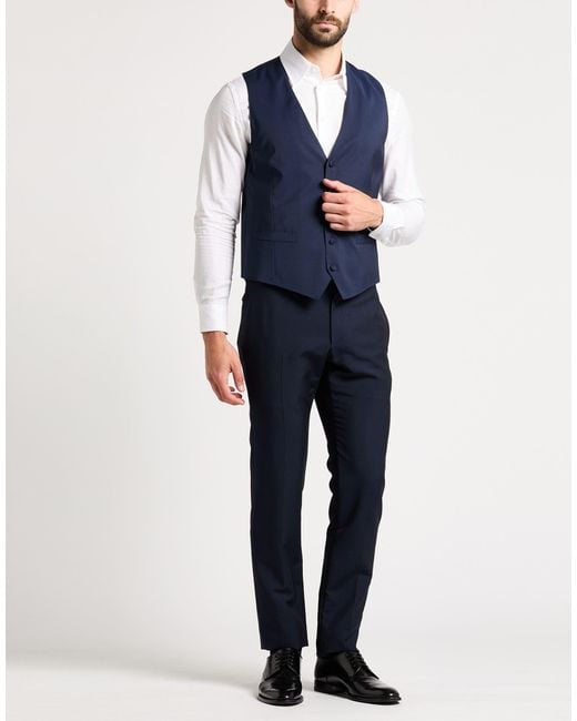 Lardini Blue Tailored Vest Wool, Elastane for men