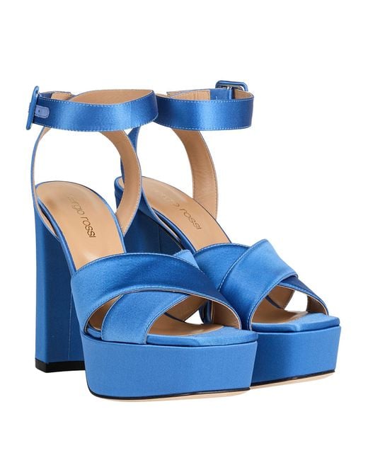 Sergio Rossi Blue Sandals Textile Fibers