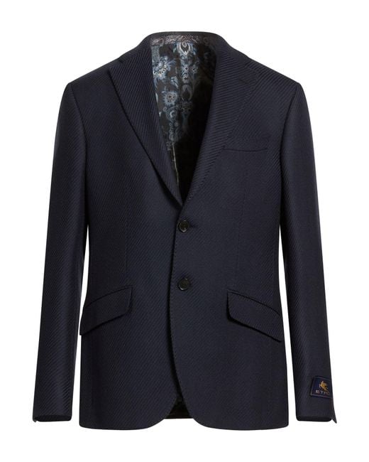 Etro Blue Midnight Blazer Wool for men