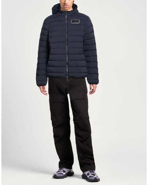 EA7 Blue Midnight Puffer Polyester, Elastane for men