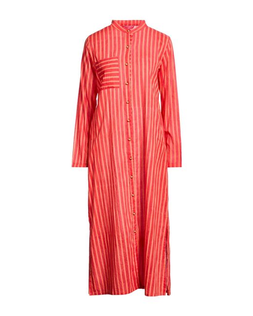 Lisa Corti Red Midi Dress Cotton