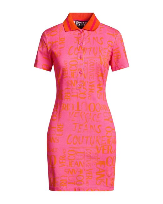 Versace Jeans Couture Pink Mini Dress Cotton, Polyester, Elastane