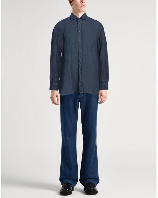 120% Lino Blue Shirt for men