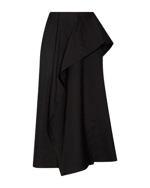 Christian Wijnants Black Midi Skirt Virgin Wool, Polyamide