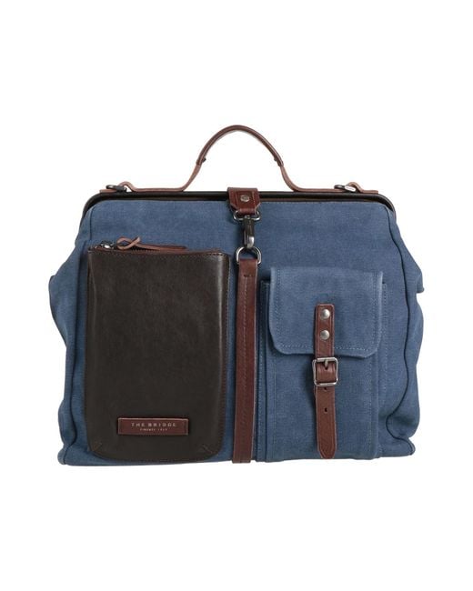 The Bridge Blue Slate Handbag Textile Fibers, Leather for men