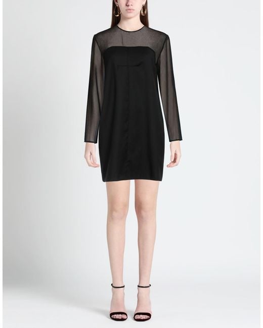 Semicouture Black Mini Dress Virgin Wool, Polyester, Viscose, Elastane